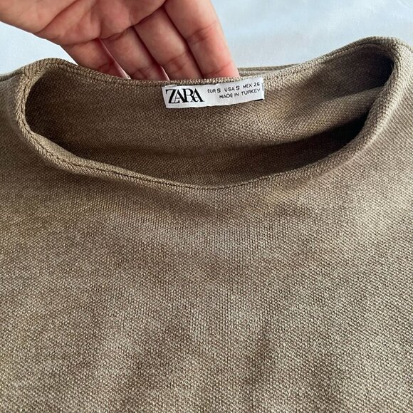 Zara Women’s Sleeveless Top,  Size M, Brown, Classic Crew Neck, Stretchy - Picture 5 of 11